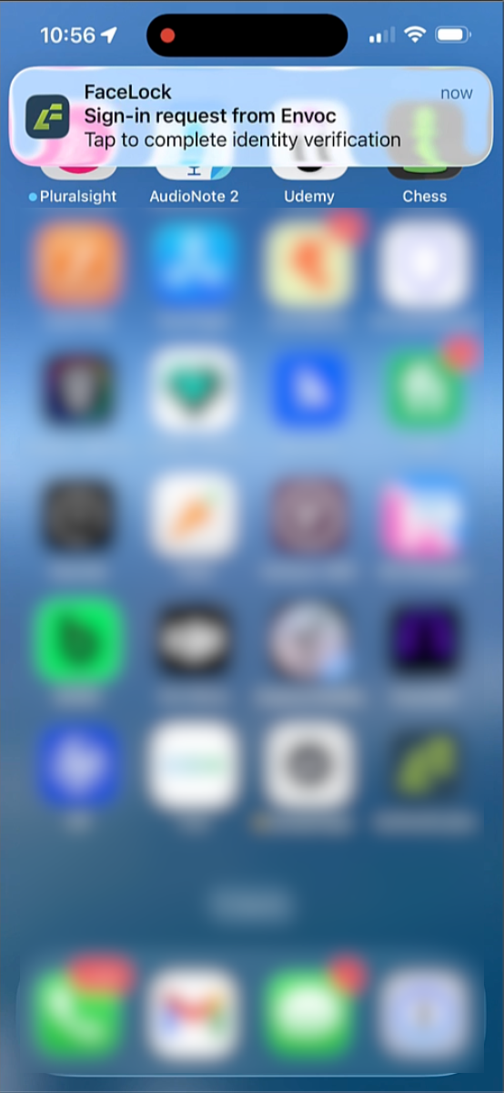FaceLock push notification for a sign-in request on iPhone