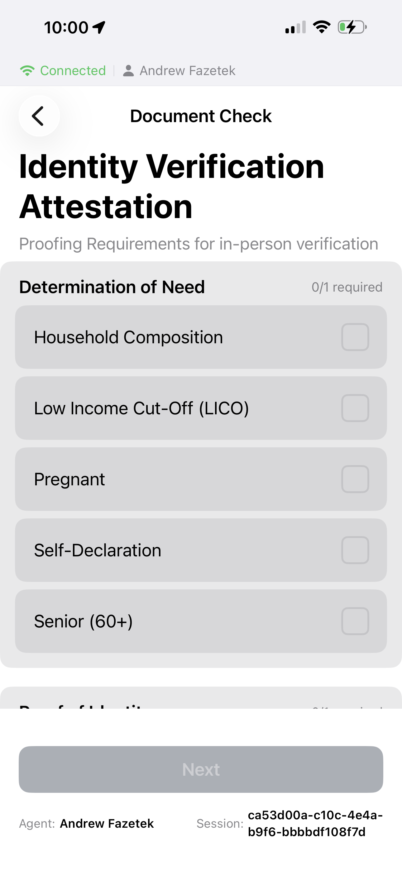FaceLock eligibility-based proofing screen for residents without state-issued identification